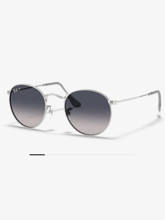 Ray-Ban Polarized Silver Round Metal Sunglasses with Gradient Gray Lenses main image 4